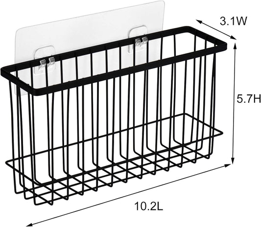 Wall Door Adhesive Kitchen Wrap Organizer Rack, No Drilling, Black, 2 Pack