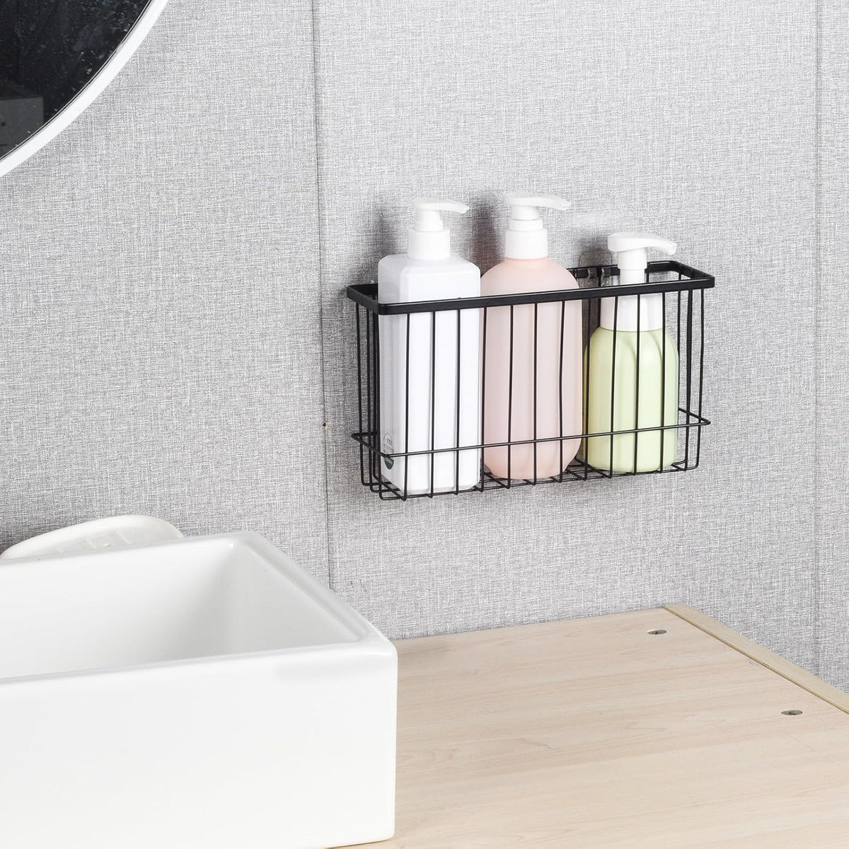 Wall Door Adhesive Kitchen Wrap Organizer Rack, No Drilling, Black, 2 Pack