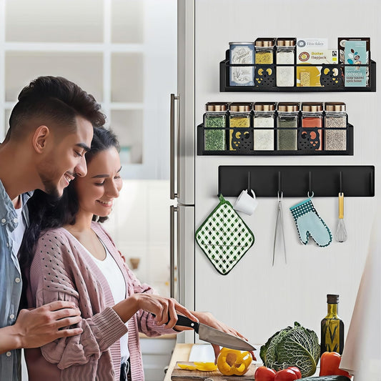 Magnetic Spice Rack for Refrigerator,Space Saving Kitchen Organizer Shelf