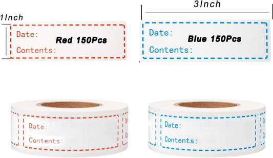 300pcs Removable Freezer Labels, Yoget 1 x 3 Inch Food Labels, Refrigerator Freezer Tape Label Easy Clean Leaves No Residue, 2 Color Label Stickers Roll