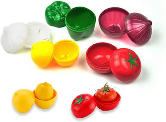 5-Piece Set Fruit Container Refrigerator,Onion Storage, Vegetable Storage, Onion, Lemon, Green Pepper, Tomato, Garlic Storage Container, Refrigerator Preservation