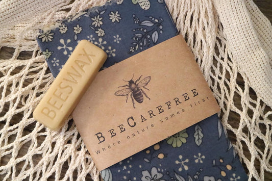 4-Pack Reusable Beeswax Wraps with Produce Bag & 2 Beeswax Bars