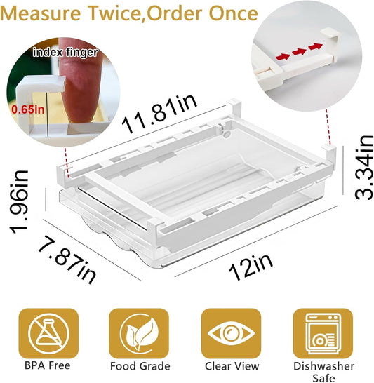 Refrigerator Organizers Storage Fridge Drawer, Storage Containers - 2pc(S) | Under Shelf Drawer for Fruit, Deli, Cheese, Seafood, Pull Out Plastic Organizer Bins fit for Medium Fridge Shelf, Simple Use