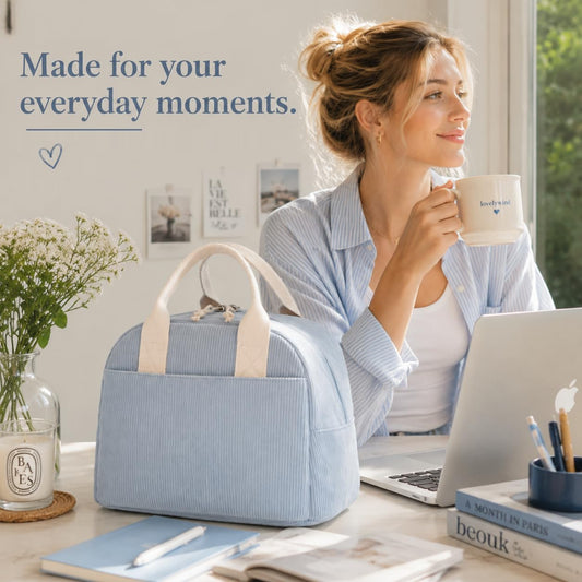Lunch Box for Women,Insulated Lunch Bag Cute Lunch Tote Blue 9L - Colors A
