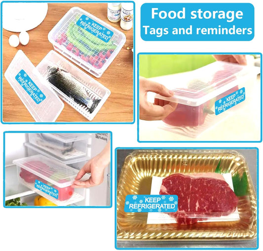 Round Keep Refrigerated Stickers Fluorescent Blue Keep REFRIGERATED Labels | 500 Pcs Food Packaging Warning Adhesive Sticker 1.5 Inch Pharmacy Drugstores Warning Labels for Cold Food Shipping Packing