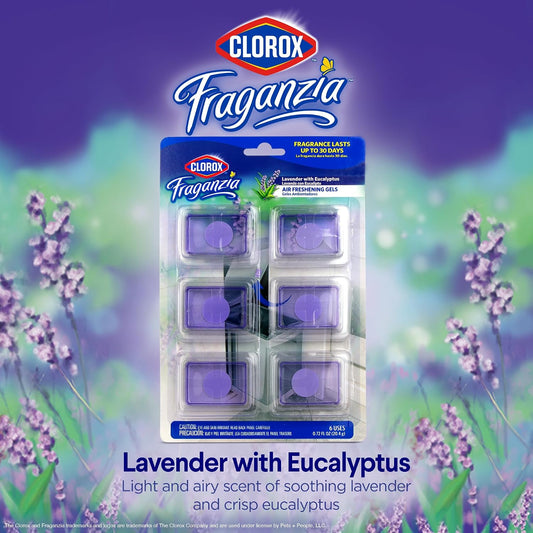 Fraganzia Stick-On Gel Fresheners, Lavender Eucalyptus, 6 Count
