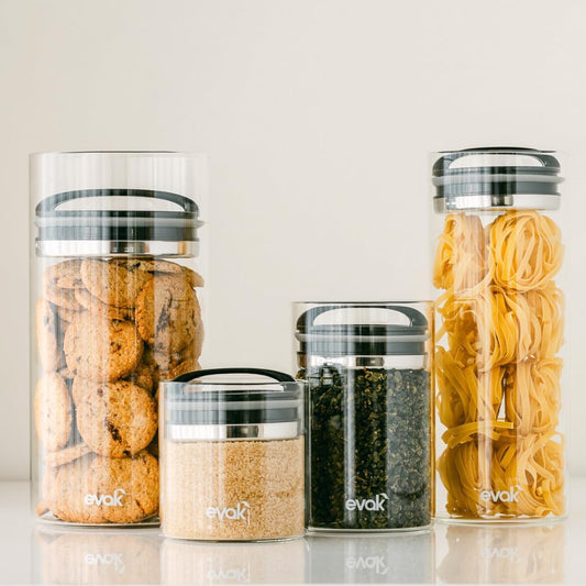 Evak Compact Glass Food Storage, Small, Black