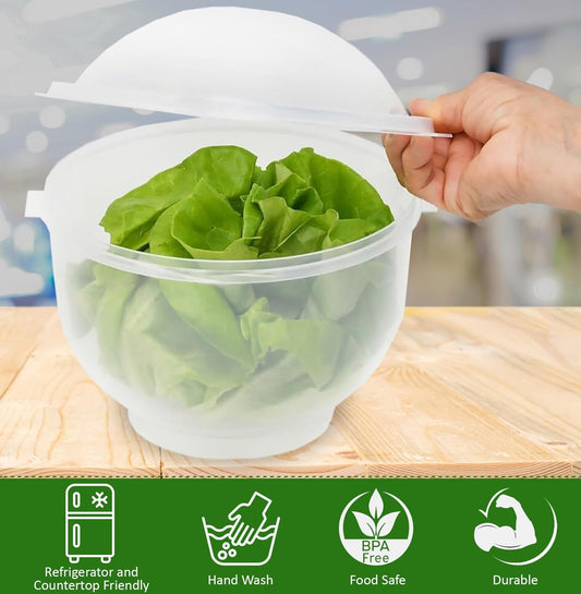 Lettuce Keeper - BPA-Free Lettuce Keeper for Refrigerator to Keep Salads and Vegetables Fresh - 7" x 8" Lettuce Crisper with Drainage Reservoir - Clear See-Through Vegetable and Fruit Crisper