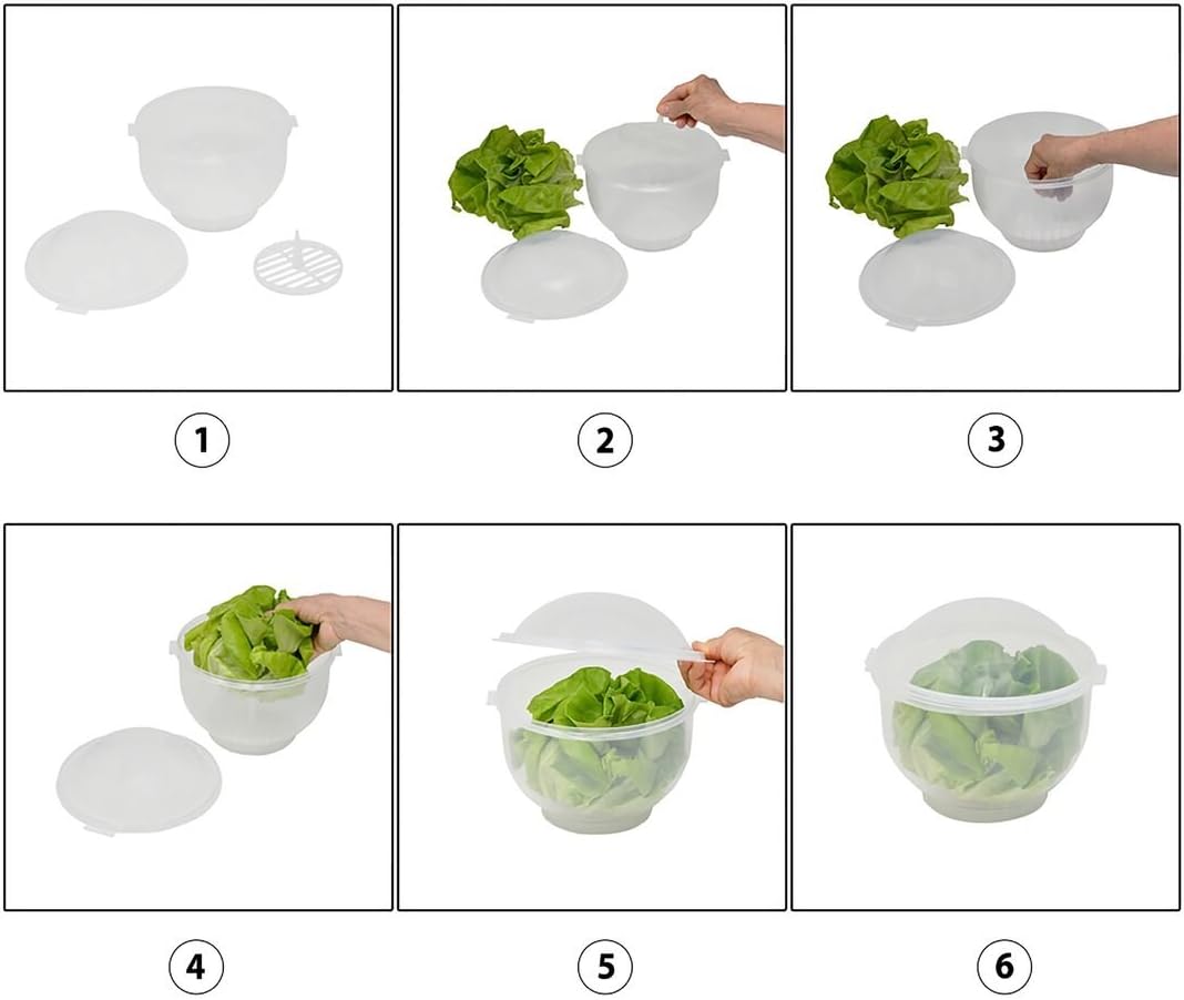 Lettuce Keeper - BPA-Free Lettuce Keeper for Refrigerator to Keep Salads and Vegetables Fresh - 7" x 8" Lettuce Crisper with Drainage Reservoir - Clear See-Through Vegetable and Fruit Crisper