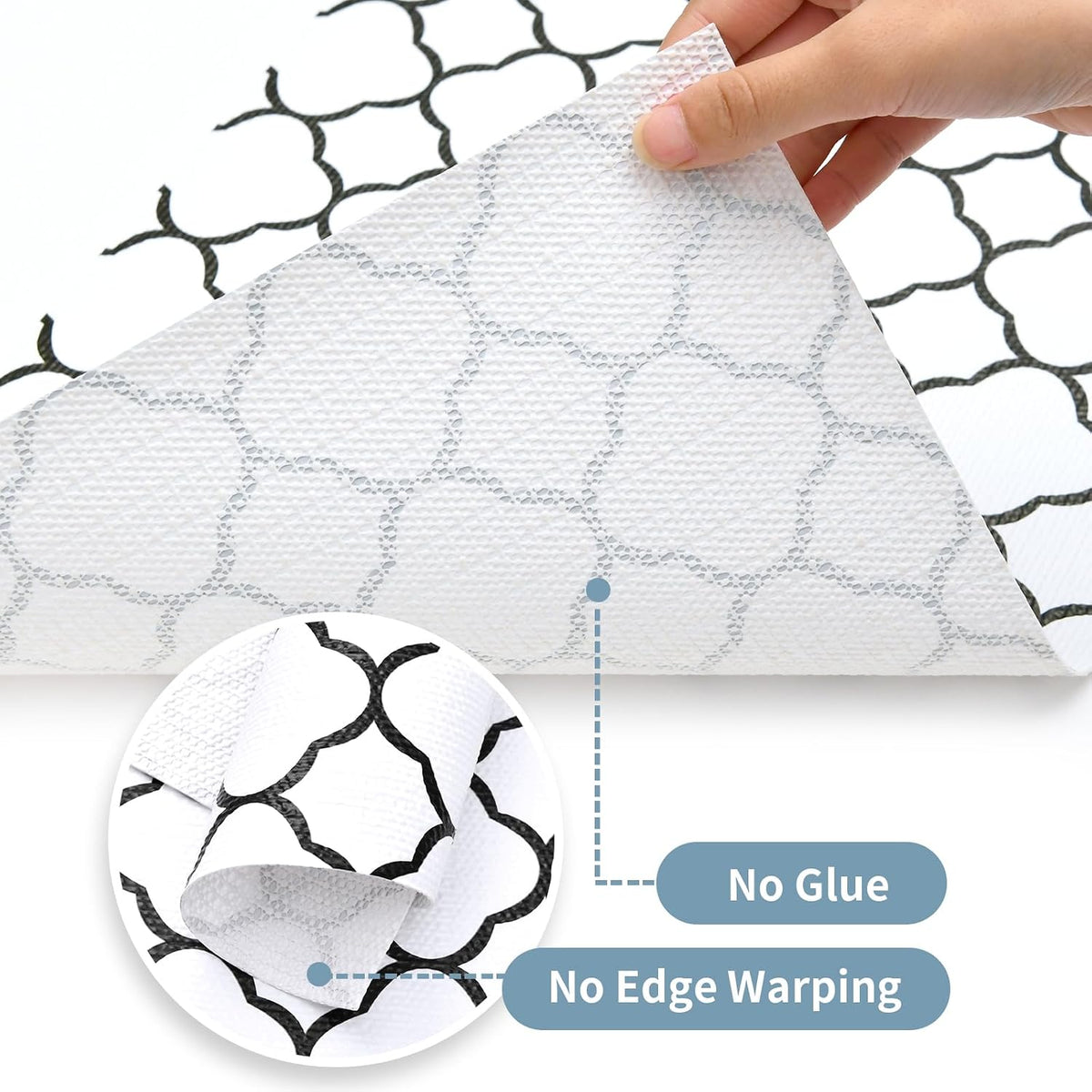 2-Layer Drawer and Shelf Liner for Kitchen Cabinet: 12 in X 20 Ft Non Slip Waterproof Shelf Paper Non Adhesive Refrigerator Liners White Marble Easy Liners for Bathroom with Knife Tape Measure