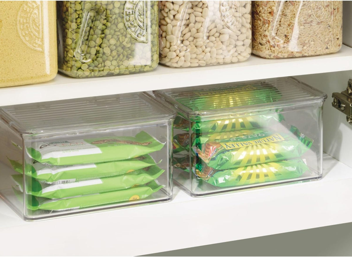 Plastic Stackable Hinged-Lid Storage Box, Clear | Pantry and Kitchen, Freezer and Fridge