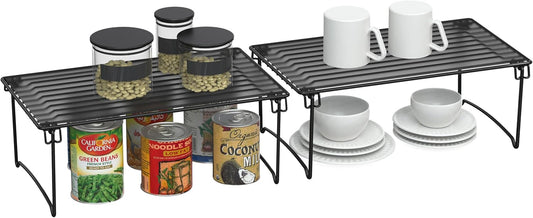 Stackable Cabinet Shelf Organizer, 2 Pack, Chrome