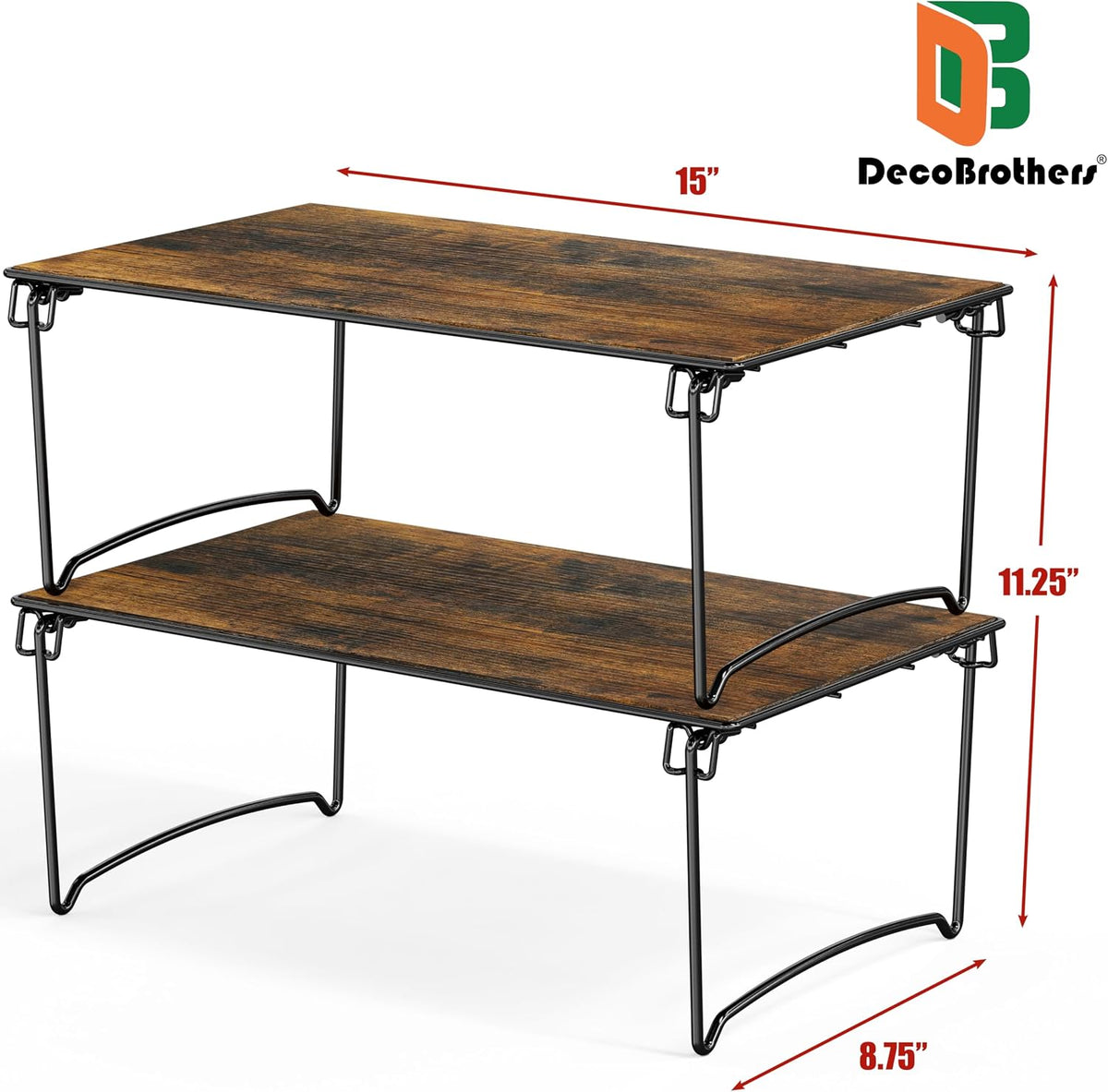 Stackable Cabinet Shelf Organizer, 2 Pack, Chrome