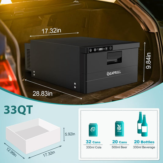 12 Volt Drawer Refrigerator, 31.5L(33QT) Drawer Electric Cooler RV Refrigerator APP Control (-4℉-68℉), Car Fridge Freezer for Travel Camping Road Trips Tailgating, Truck Van SUV 12/24V DC