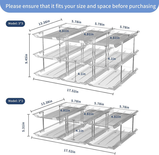 Jsyrjing Can Organizer for Pantry, 3-Tier Stackable Can Dispenser Rack | Automatic Rolling, Modular Flexible Combination, Extra-Thick Clear Material, Cabinet Pantry Fridge Countertop Storage