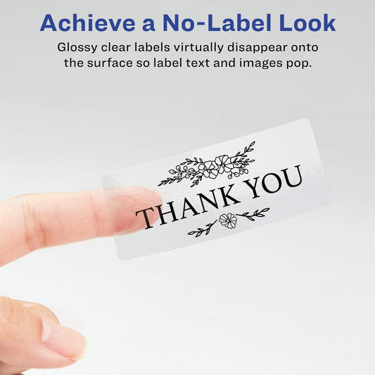 Printable Address Labels with Sure Feed, 1" x 2-5/8", Glossy Clear, 300 Blank Mailing Labels for Laser and Inkjet Printers (6521)