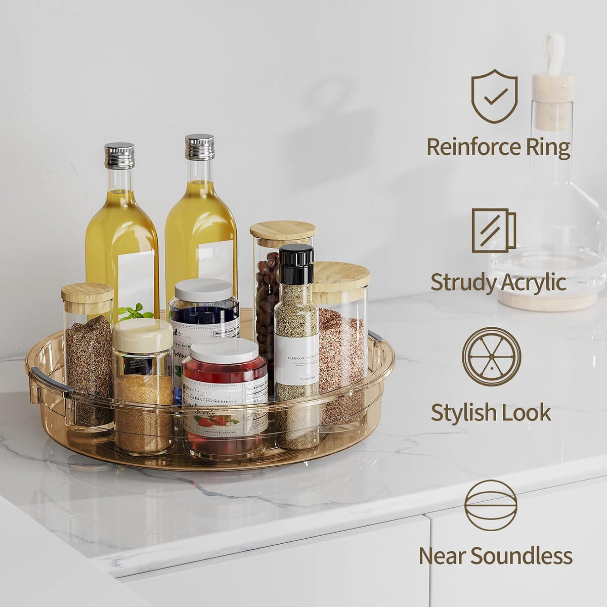 LAMU Lazy Susan Organizer Turntable for Cabinet, 9.25'' 10.6'' 12''