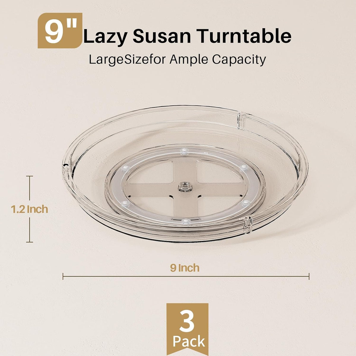 LAMU Lazy Susan Organizer Turntable for Cabinet, 9.25'' 10.6'' 12''