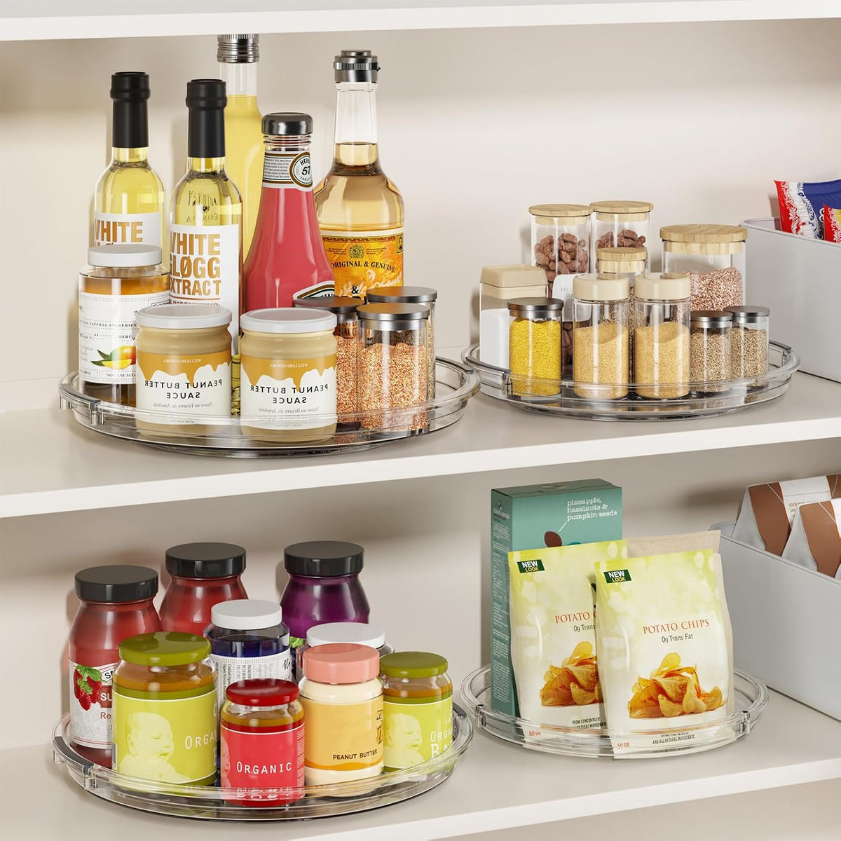 LAMU Lazy Susan Organizer Turntable for Cabinet, 9.25'' 10.6'' 12''
