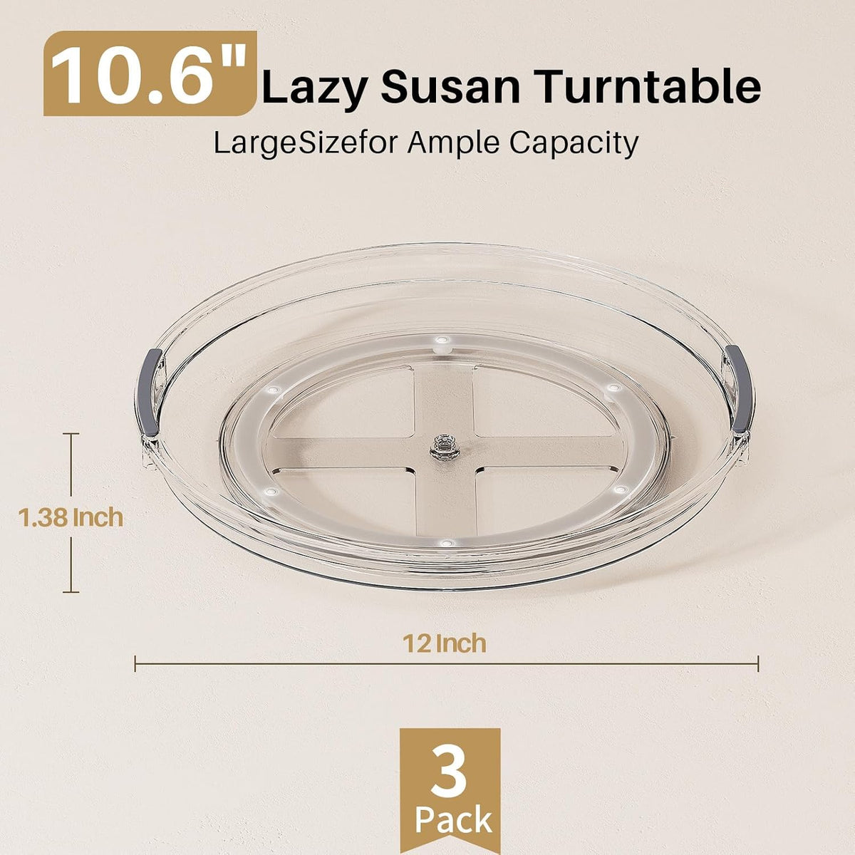 LAMU Lazy Susan Organizer Turntable for Cabinet, 9.25'' 10.6'' 12''