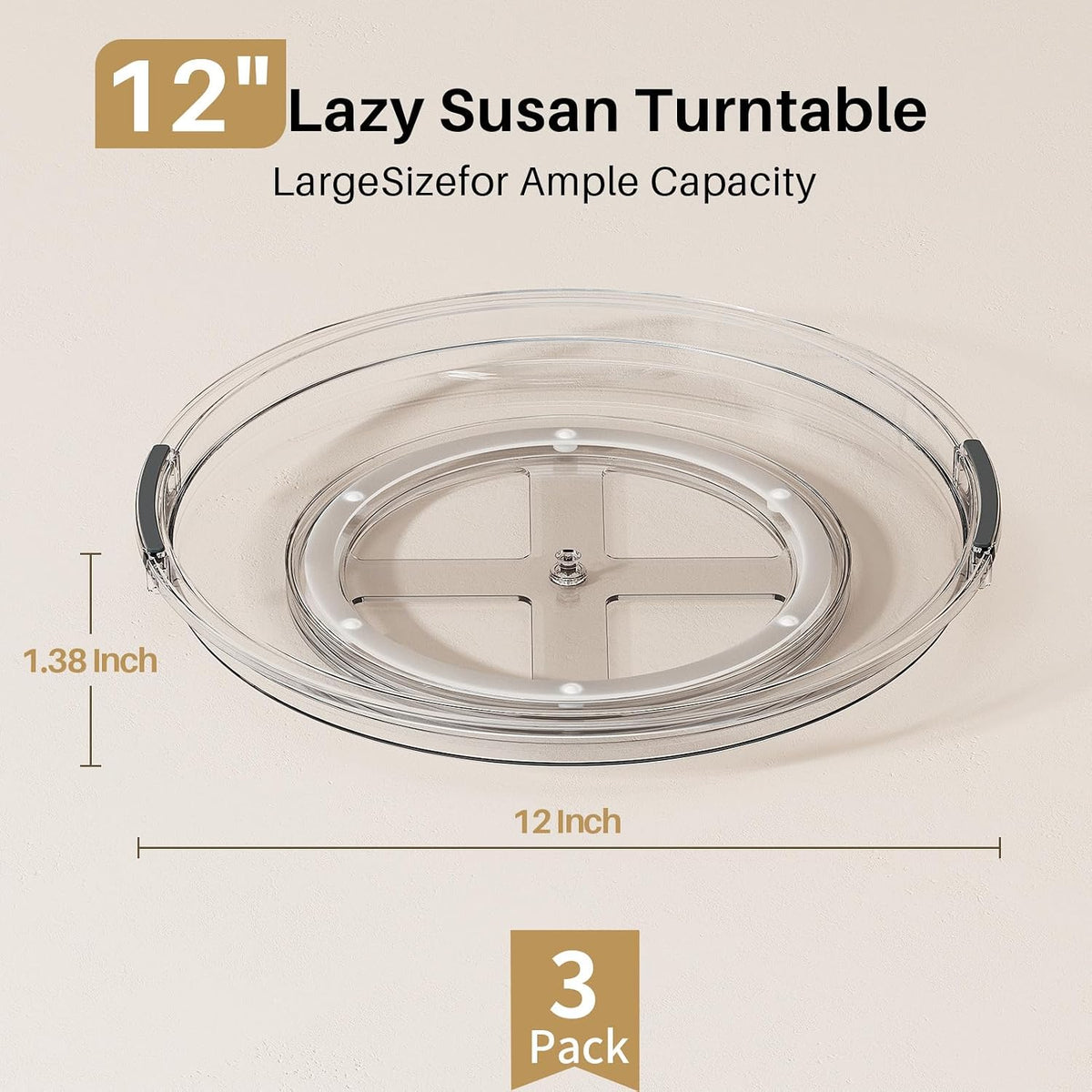 LAMU Lazy Susan Organizer Turntable for Cabinet, 9.25'' 10.6'' 12''