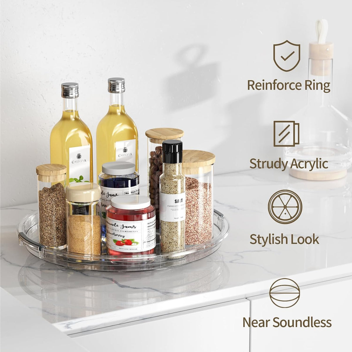 LAMU Lazy Susan Organizer Turntable for Cabinet, 9.25'' 10.6'' 12''