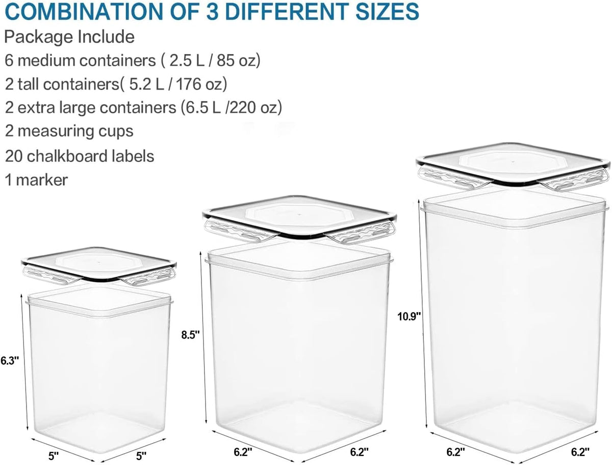 Large Tall Airtight Food Storage Containers, 10 PACK Containers Set