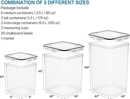 Large Tall Airtight Food Storage Containers, 10 PACK Containers Set
