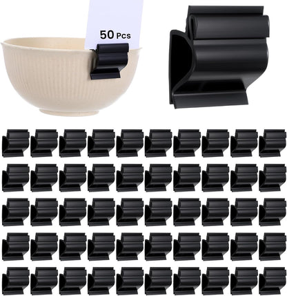 50 Pcs Black Sign Clip, Food Tray Label Holder, Plastic Buffet Food Label Clip, Reusable Sign Clips on Table for Cup Bowl Pan Buffet Deli Trays Charcuterie Board Bake Signs