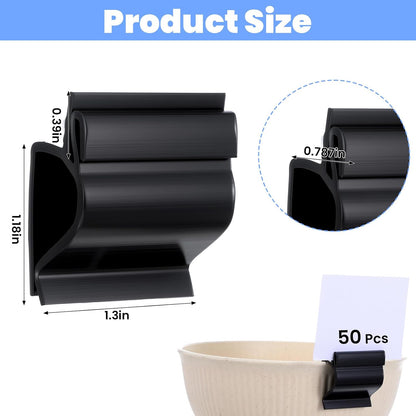 50 Pcs Black Sign Clip, Food Tray Label Holder, Plastic Buffet Food Label Clip, Reusable Sign Clips on Table for Cup Bowl Pan Buffet Deli Trays Charcuterie Board Bake Signs