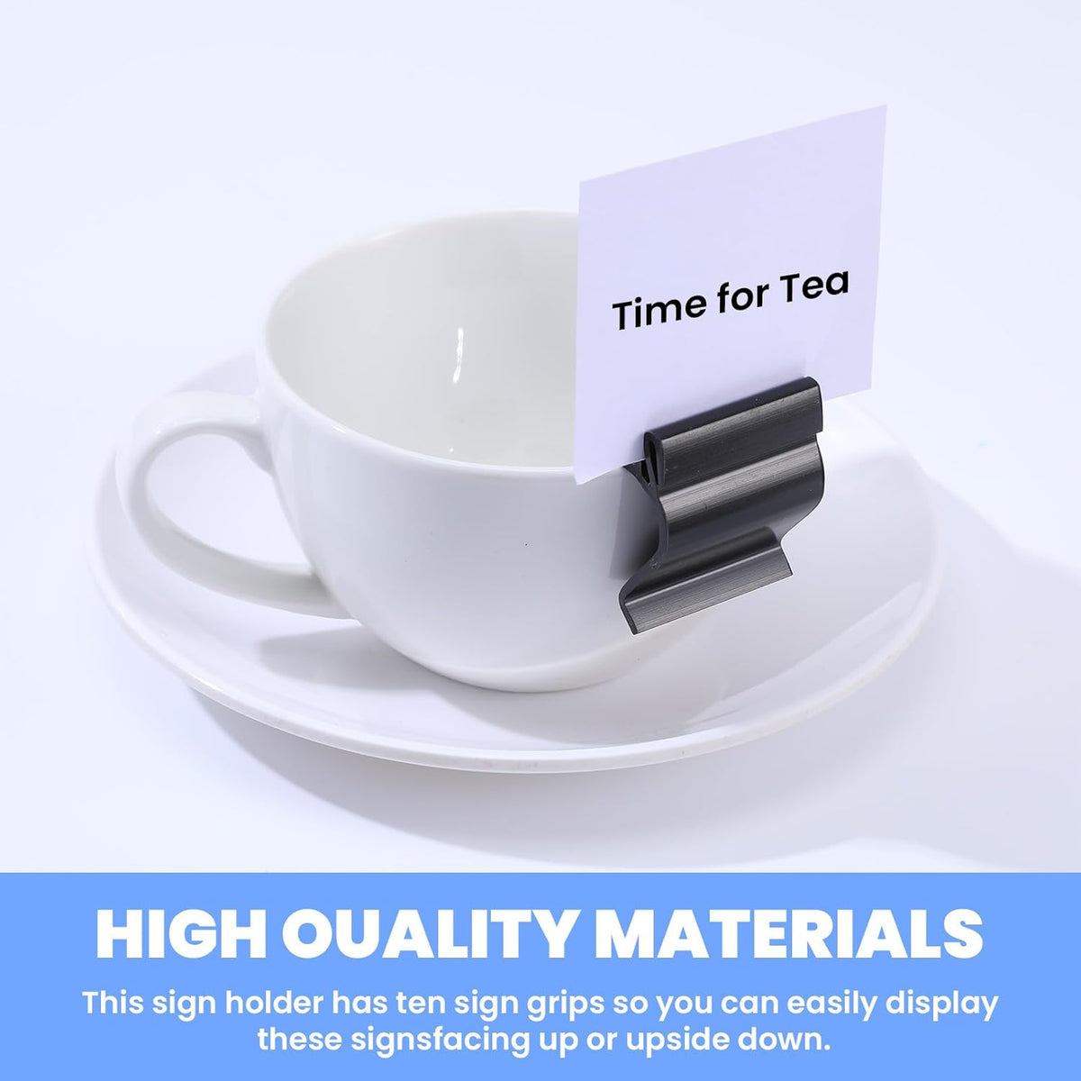 50 Pcs Black Sign Clip, Food Tray Label Holder, Plastic Buffet Food Label Clip, Reusable Sign Clips on Table for Cup Bowl Pan Buffet Deli Trays Charcuterie Board Bake Signs