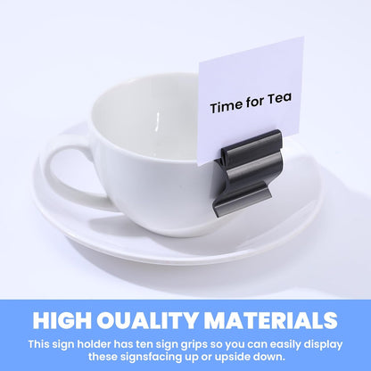 50 Pcs Black Sign Clip, Food Tray Label Holder, Plastic Buffet Food Label Clip, Reusable Sign Clips on Table for Cup Bowl Pan Buffet Deli Trays Charcuterie Board Bake Signs