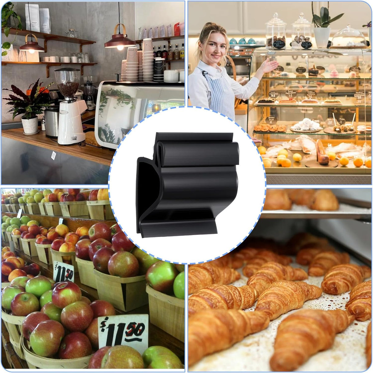 50 Pcs Black Sign Clip, Food Tray Label Holder, Plastic Buffet Food Label Clip, Reusable Sign Clips on Table for Cup Bowl Pan Buffet Deli Trays Charcuterie Board Bake Signs