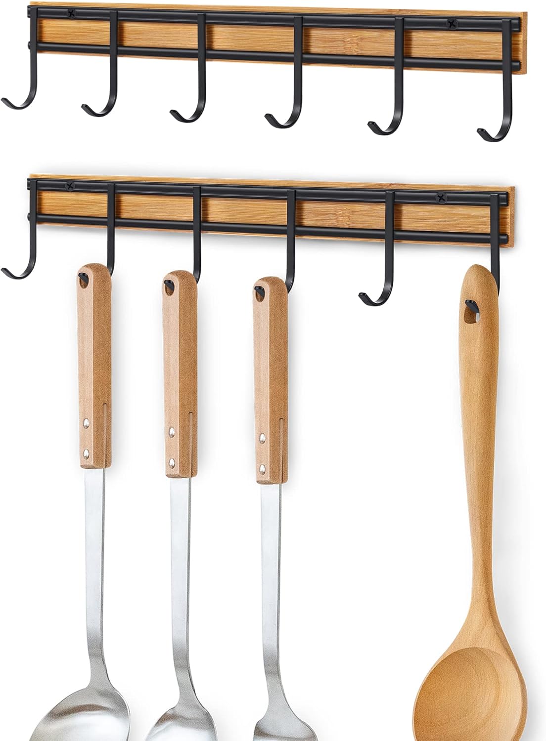 Kitchen Utensil Hanger, 2 Set Wall Mount Kitchen Hooks for Hanging Utensils