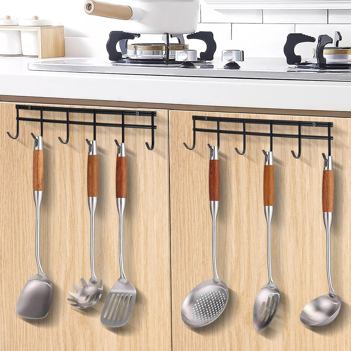 Kitchen Utensil Hanger, 2 Set Wall Mount Kitchen Hooks for Hanging Utensils