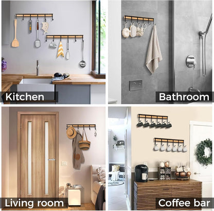 Kitchen Utensil Hanger, 2 Set Wall Mount Kitchen Hooks for Hanging Utensils
