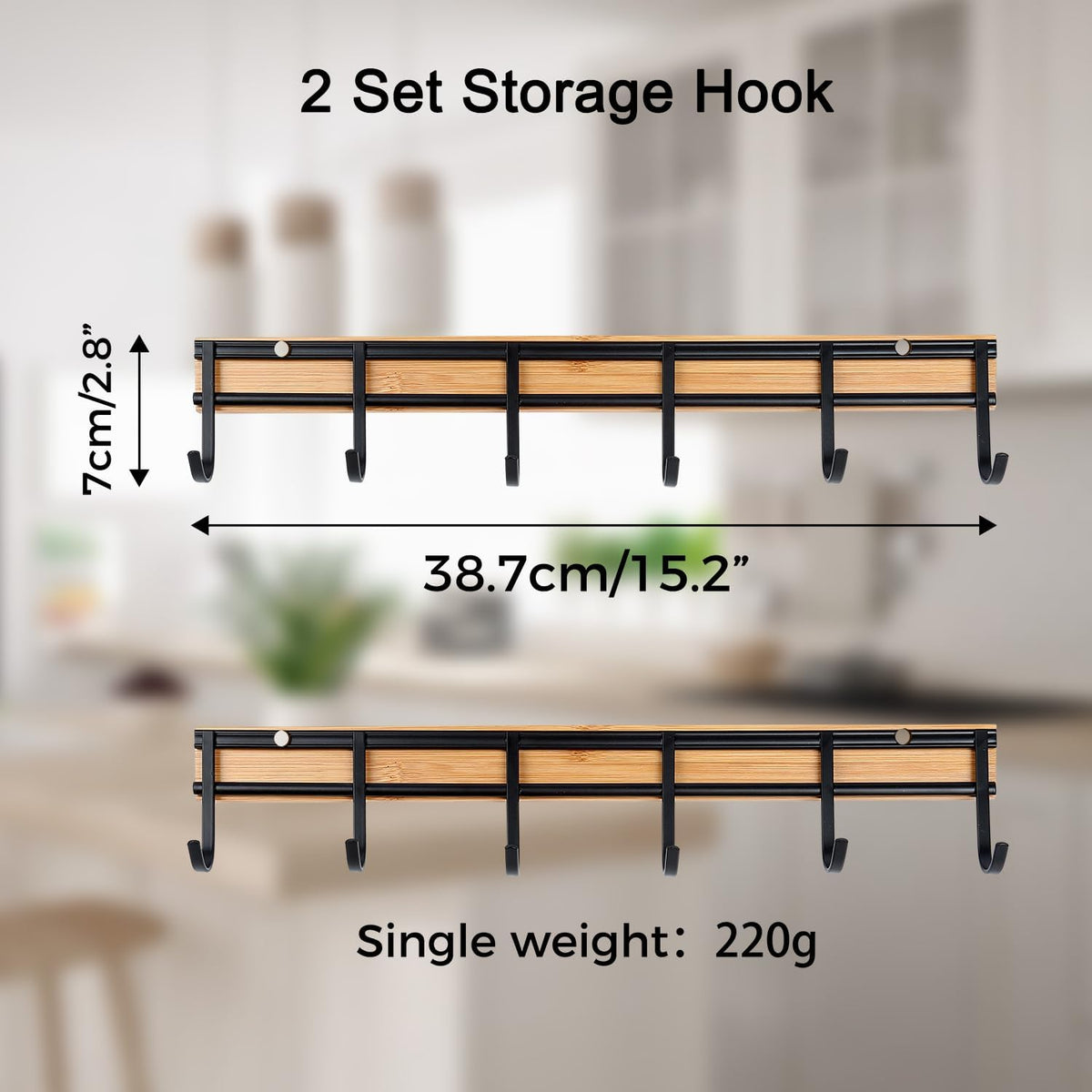 Kitchen Utensil Hanger, 2 Set Wall Mount Kitchen Hooks for Hanging Utensils