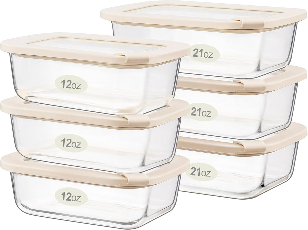 Urban Green Glass Food Storage Containers with Glass Lids, Microwave Safe Food Container Set, Aitight Meal Prep Container Set, BPA Free, 2 extra Colanders, LeakProof, 2 Pack of 60oz
