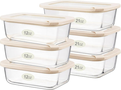 Urban Green Glass Food Storage Containers with Glass Lids, Microwave Safe Food Container Set, Aitight Meal Prep Container Set, BPA Free, 2 extra Colanders, LeakProof, 2 Pack of 60oz