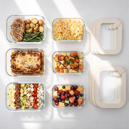 Urban Green Glass Food Storage Containers with Glass Lids, Microwave Safe Food Container Set, Aitight Meal Prep Container Set, BPA Free, 2 extra Colanders, LeakProof, 2 Pack of 60oz