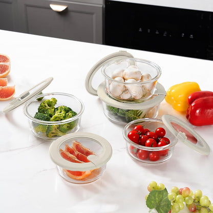 Urban Green Glass Food Storage Containers with Glass Lids, Microwave Safe Food Container Set, Aitight Meal Prep Container Set, BPA Free, 2 extra Colanders, LeakProof, 2 Pack of 60oz