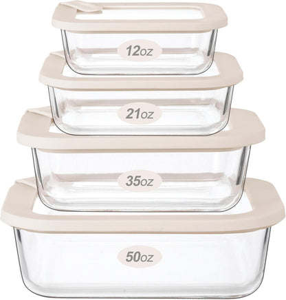 Urban Green Glass Food Storage Containers with Glass Lids, Microwave Safe Food Container Set, Aitight Meal Prep Container Set, BPA Free, 2 extra Colanders, LeakProof, 2 Pack of 60oz