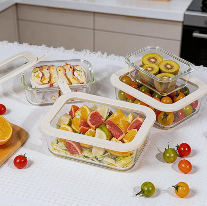 Urban Green Glass Food Storage Containers with Glass Lids, Microwave Safe Food Container Set, Aitight Meal Prep Container Set, BPA Free, 2 extra Colanders, LeakProof, 2 Pack of 60oz