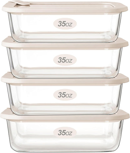 Urban Green Glass Food Storage Containers with Glass Lids, Microwave Safe Food Container Set, Aitight Meal Prep Container Set, BPA Free, 2 extra Colanders, LeakProof, 2 Pack of 60oz