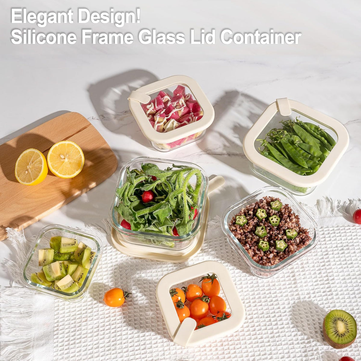 Urban Green Glass Food Storage Containers with Glass Lids, Microwave Safe Food Container Set, Aitight Meal Prep Container Set, BPA Free, 2 extra Colanders, LeakProof, 2 Pack of 60oz