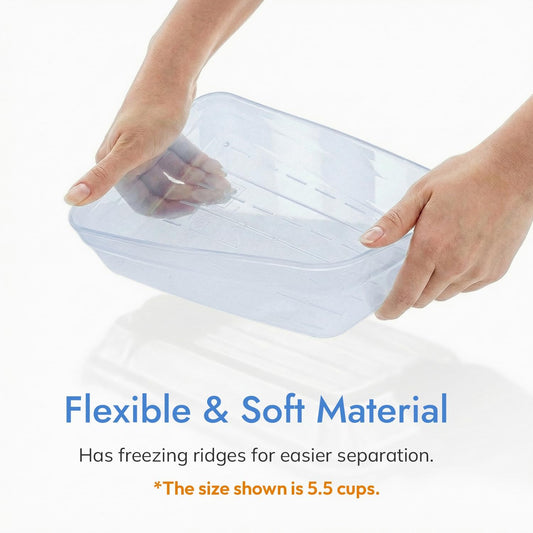 Flexible Freezer Storage Containers with lids, 5.5cup Blue