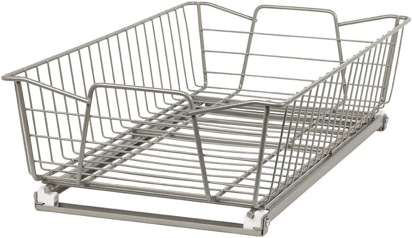 14 in. Pull Out Cabinet Organizer, Heavy Duty, Slide Out Pantry Shelves Drawers for Kitchen, Bathroom, Nickel