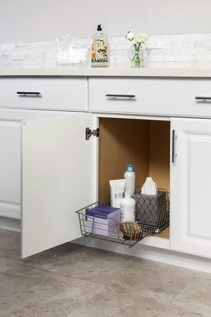 14 in. Pull Out Cabinet Organizer, Heavy Duty, Slide Out Pantry Shelves Drawers for Kitchen, Bathroom, Nickel