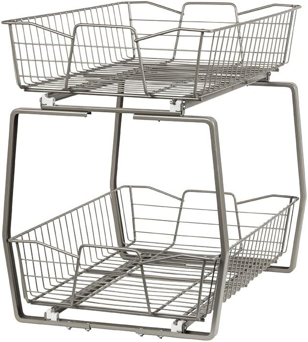 14 in. Pull Out Cabinet Organizer, Heavy Duty, Slide Out Pantry Shelves Drawers for Kitchen, Bathroom, Nickel