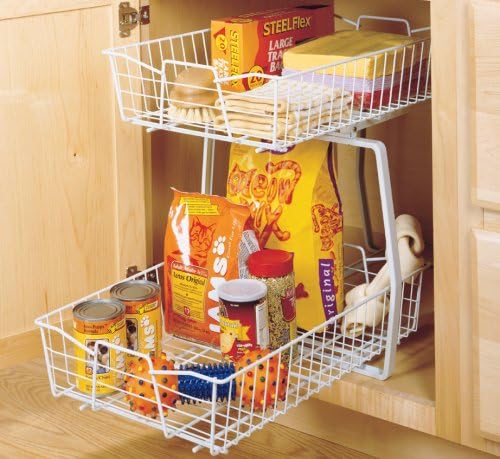 14 in. Pull Out Cabinet Organizer, Heavy Duty, Slide Out Pantry Shelves Drawers for Kitchen, Bathroom, Nickel
